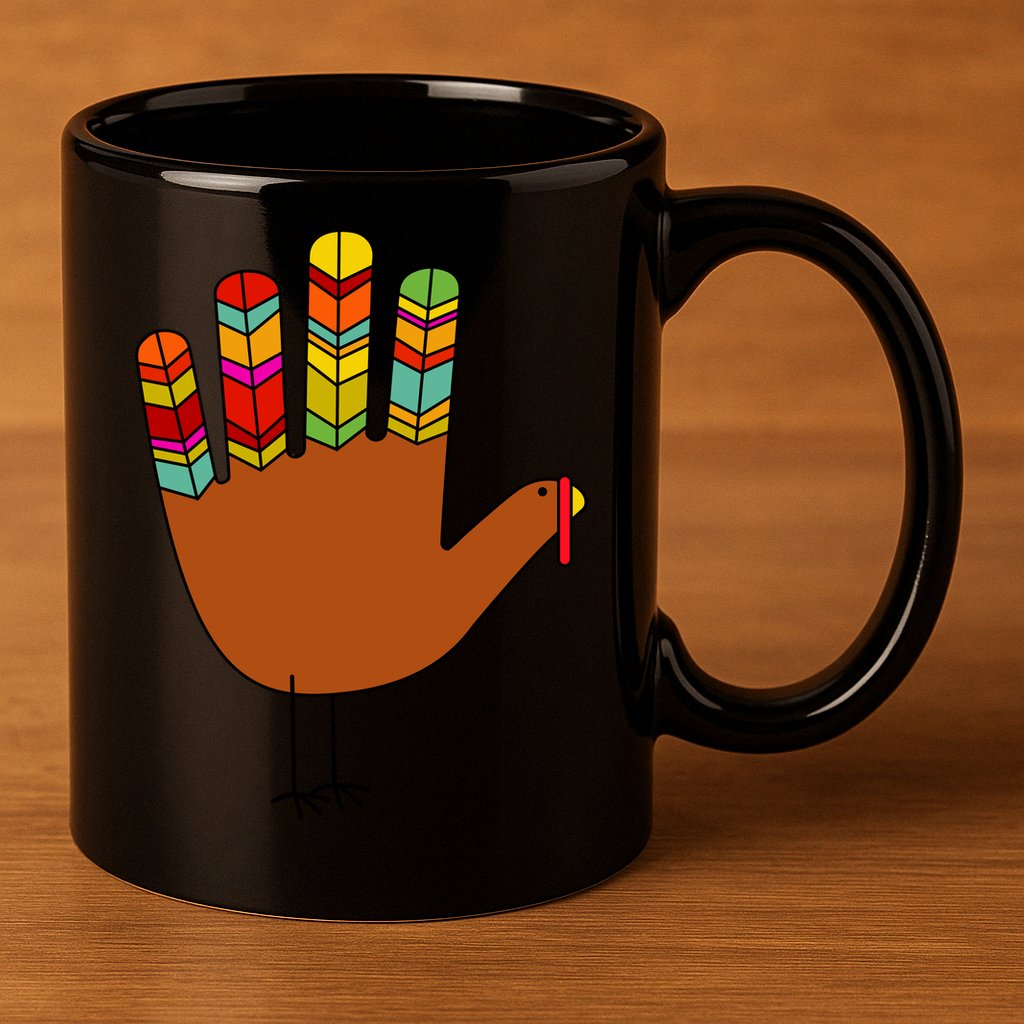 Hand Turkey Thanksgiving Day 11oz C Handle Ceramic Mug