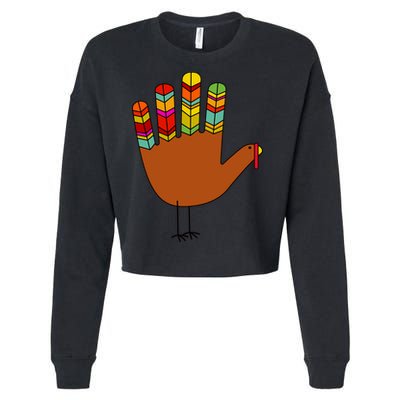Hand Turkey Thanksgiving Day Cropped Pullover Crew