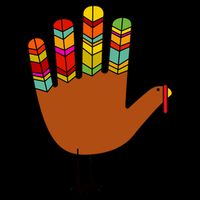 Hand Turkey Thanksgiving Day Women's V-Neck T-Shirt