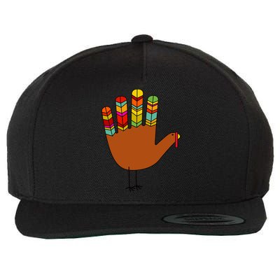 Hand Turkey Thanksgiving Day Wool Snapback Cap