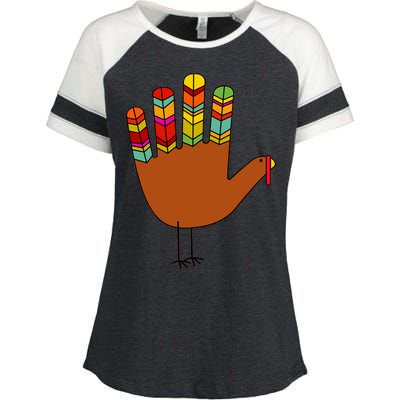 Hand Turkey Thanksgiving Day Enza Ladies Jersey Colorblock Tee