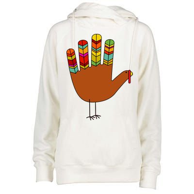 Hand Turkey Thanksgiving Day Womens Funnel Neck Pullover Hood