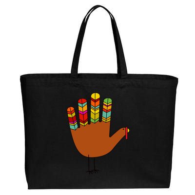 Hand Turkey Thanksgiving Day Cotton Canvas Jumbo Tote