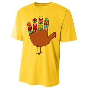 Hand Turkey Thanksgiving Day Performance Sprint T-Shirt