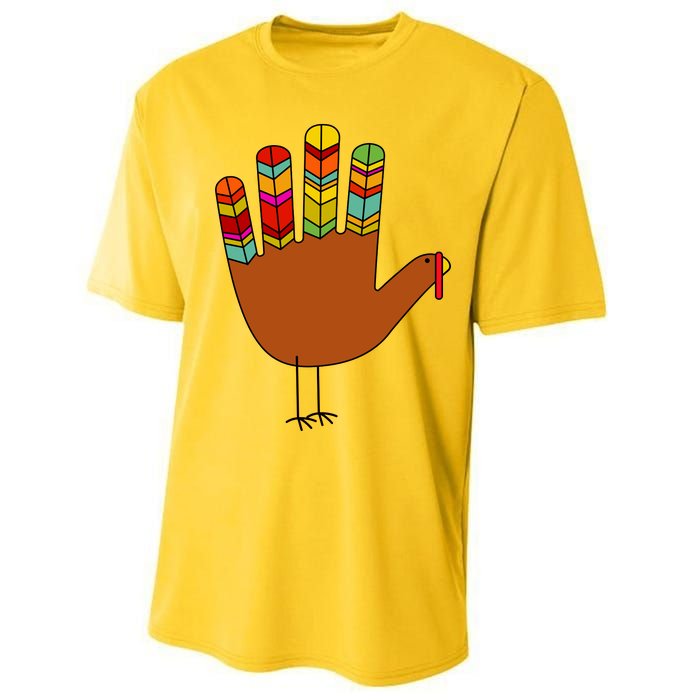 Hand Turkey Thanksgiving Day Performance Sprint T-Shirt