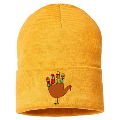 Hand Turkey Thanksgiving Day Sustainable Knit Beanie