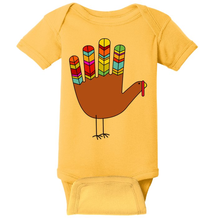 Hand Turkey Thanksgiving Day Baby Bodysuit