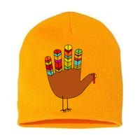 Hand Turkey Thanksgiving Day Short Acrylic Beanie