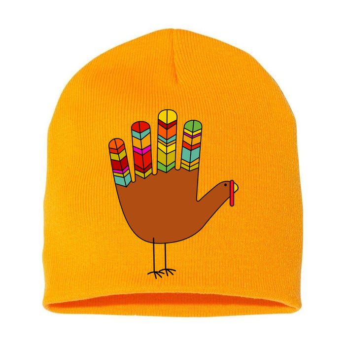 Hand Turkey Thanksgiving Day Short Acrylic Beanie