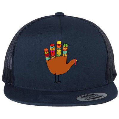 Hand Turkey Thanksgiving Day Flat Bill Trucker Hat