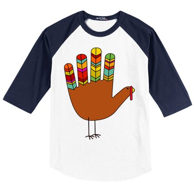 Hand Turkey Thanksgiving Day Baseball Sleeve Shirt