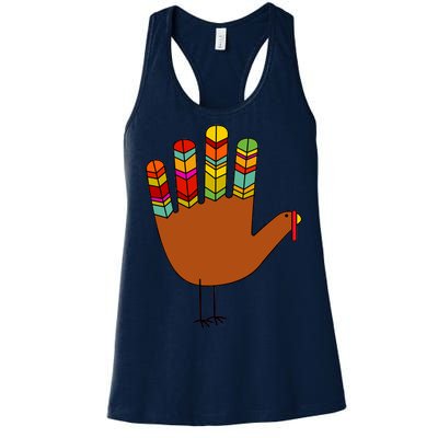 Hand Turkey Thanksgiving Day Women's Racerback Tank