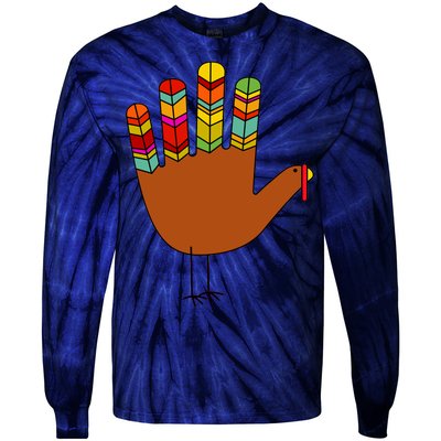 Hand Turkey Thanksgiving Day Tie-Dye Long Sleeve Shirt