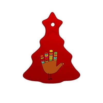 Hand Turkey Thanksgiving Day Ceramic Tree Ornament