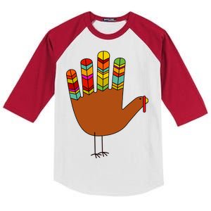 Hand Turkey Thanksgiving Day Kids Colorblock Raglan Jersey