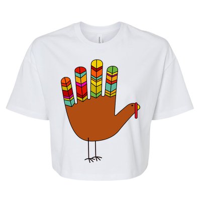 Hand Turkey Thanksgiving Day Bella+Canvas Jersey Crop Tee