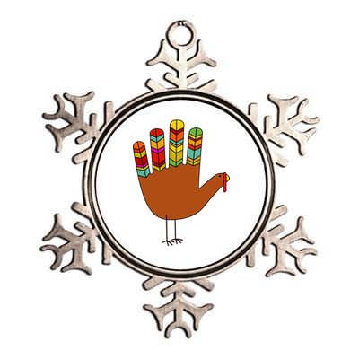 Hand Turkey Thanksgiving Day Metallic Star Ornament