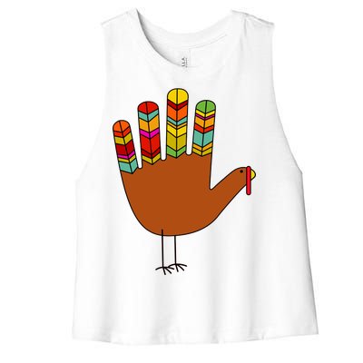 Hand Turkey Thanksgiving Day Women's Racerback Cropped Tank