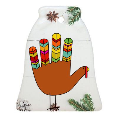 Hand Turkey Thanksgiving Day Ceramic Bell Ornament