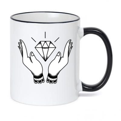 Hands Diamond 11oz Black Color Changing Mug