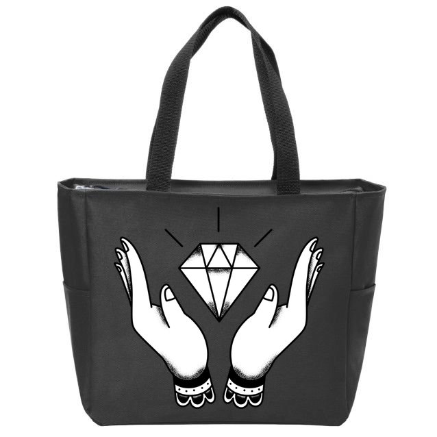 Hands Diamond Zip Tote Bag