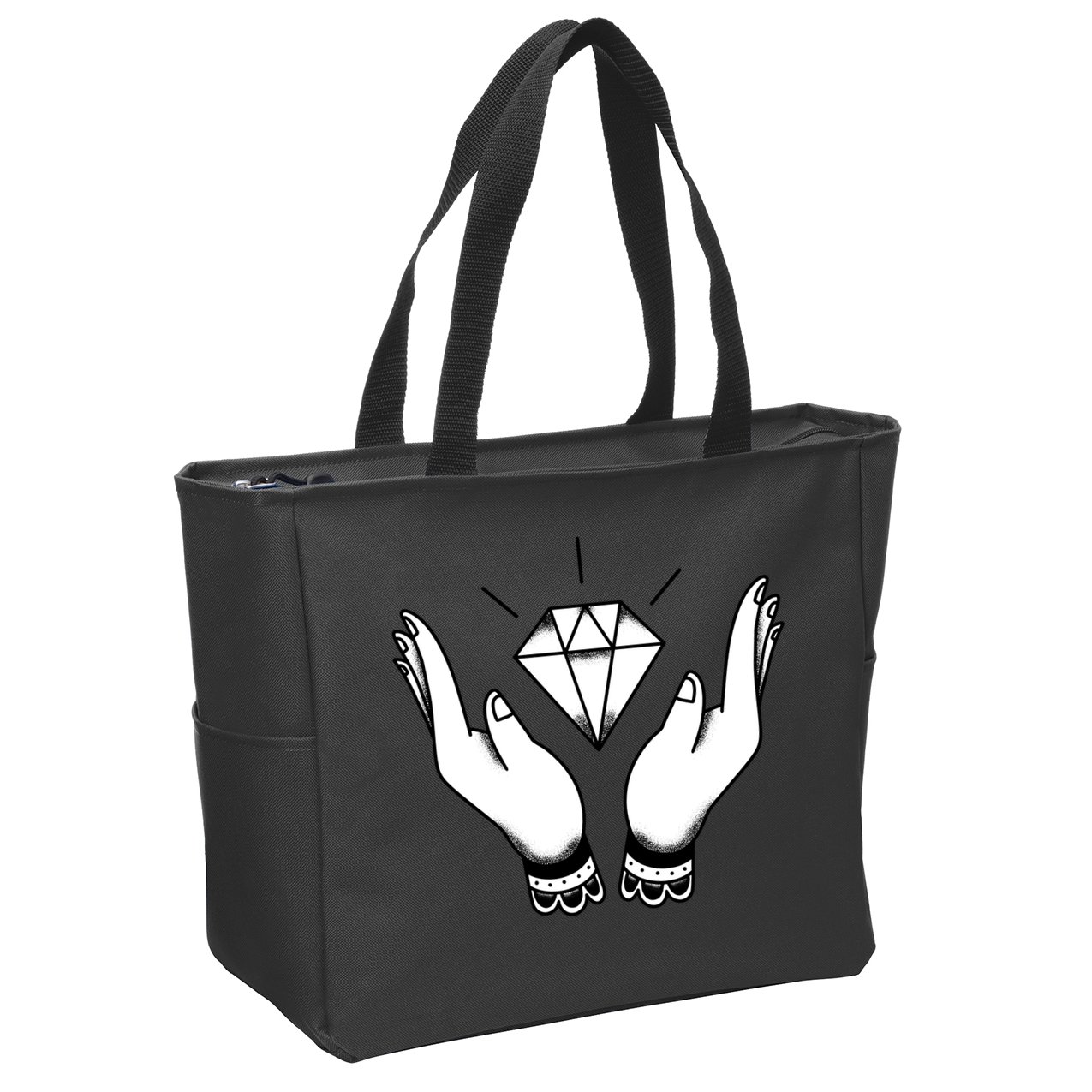 Hands Diamond Zip Tote Bag