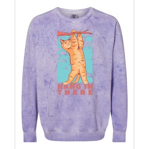 Hang In There Cat Colorblast Crewneck Sweatshirt