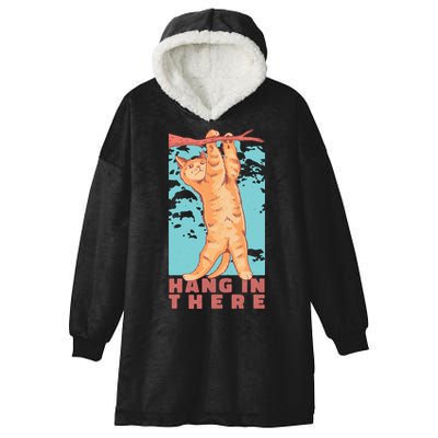 Hang In There Cat Hooded Wearable Blanket
