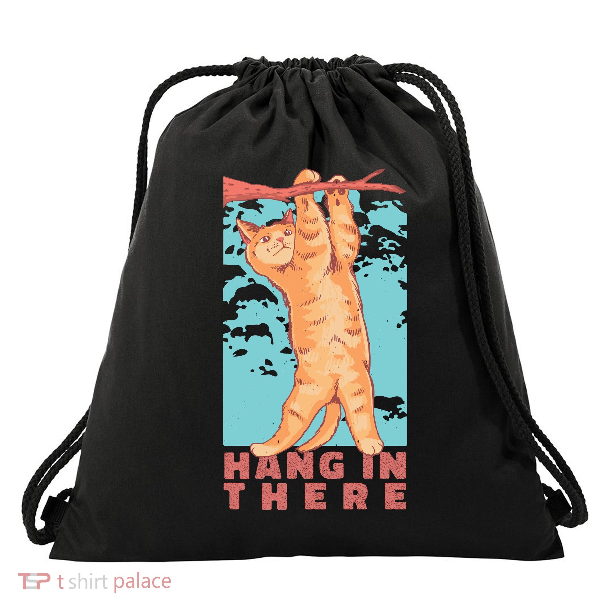 Hang In There Cat Drawstring Bag