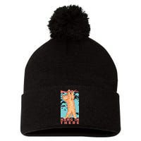 Hang In There Cat Pom Pom 12in Knit Beanie