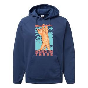 Hang In There Cat Performance Fleece Hoodie