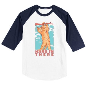 Hang In There Cat Baseball Sleeve Shirt