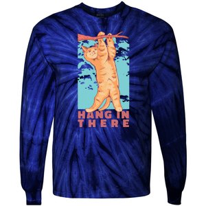 Hang In There Cat Tie-Dye Long Sleeve Shirt