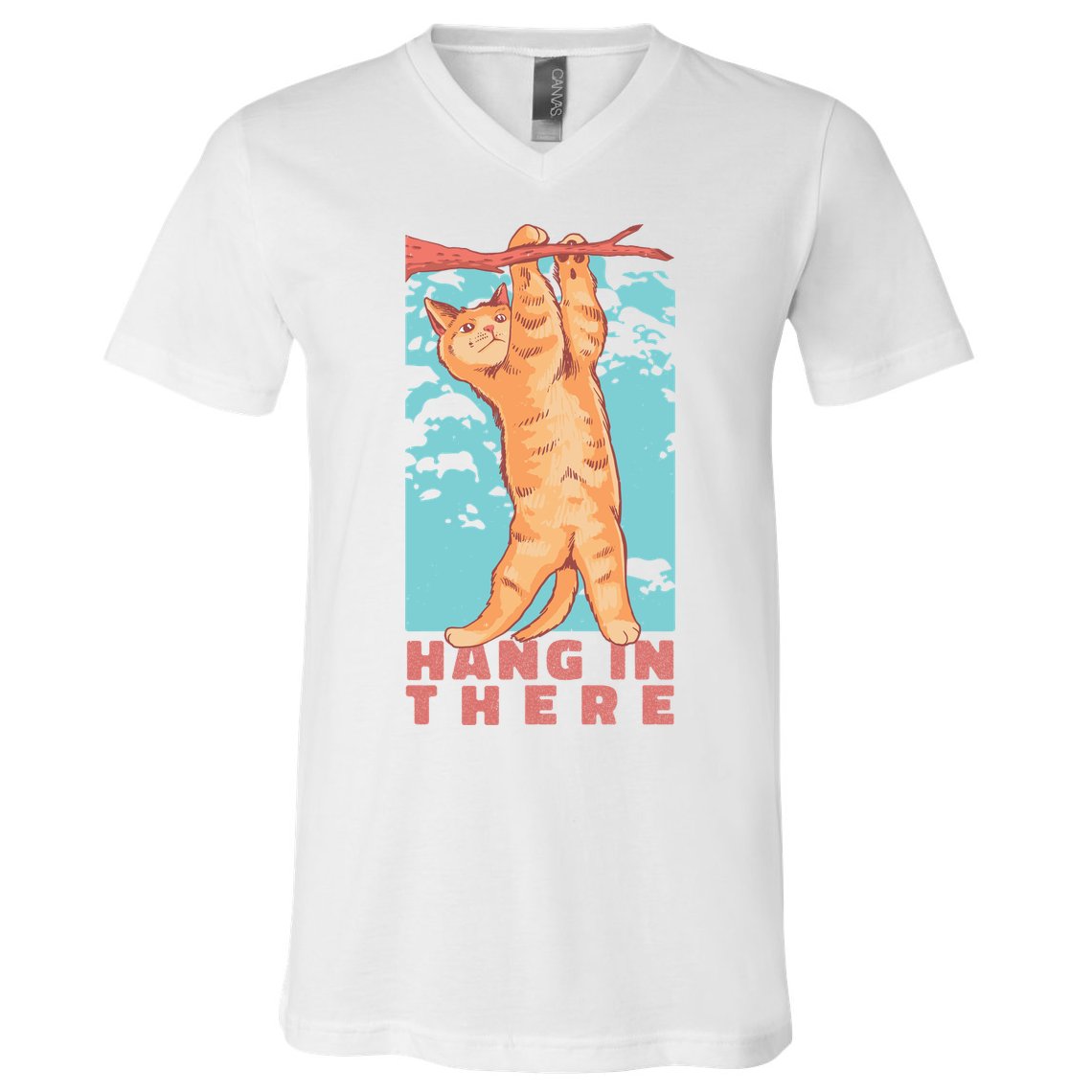 Hang In There Cat V-Neck T-Shirt