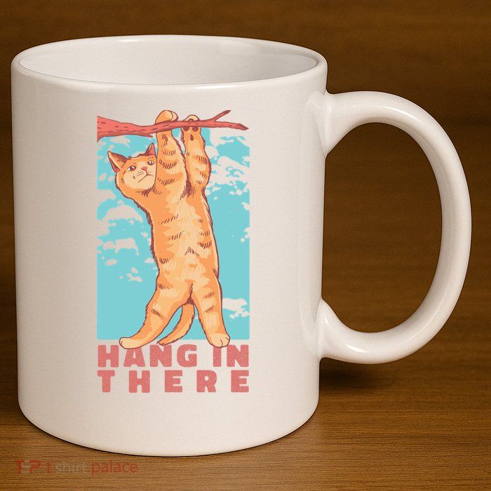 Hang In There Cat 11oz C Handle Ceramic Mug