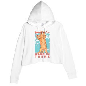 Hang In There Cat Crop Fleece Hoodie