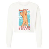 Hang In There Cat Cropped Pullover Crew