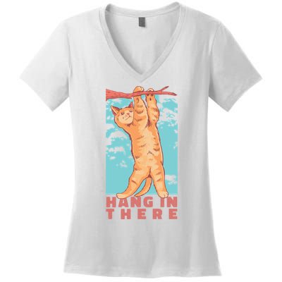Hang In There Cat Women's V-Neck T-Shirt