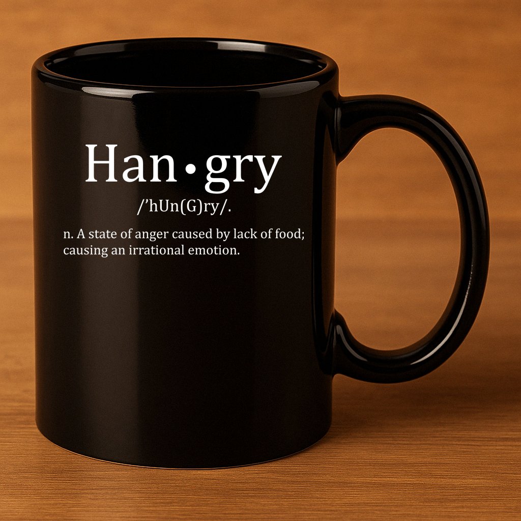 Hangry Definition Han gry Hungry Angry Food 11oz C Handle Ceramic Mug