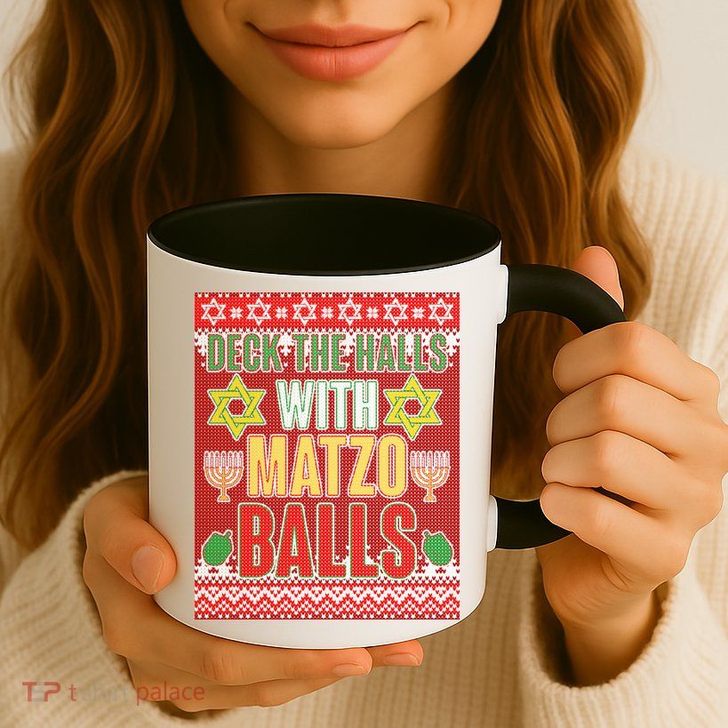 Hanukkah Deck the Halls with Matzo Balls Ugly Mug