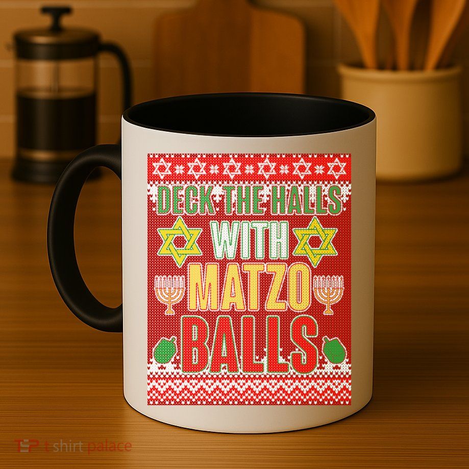Hanukkah Deck the Halls with Matzo Balls Ugly Mug