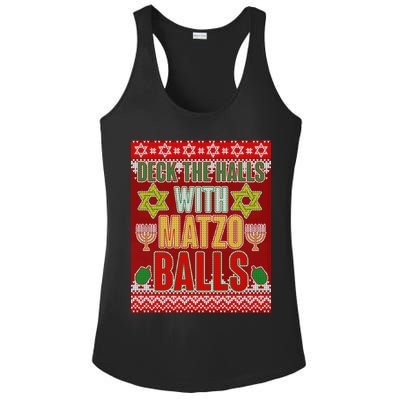 Hanukkah Deck the Halls with Matzo Balls Ugly Ladies PosiCharge Competitor Racerback Tank