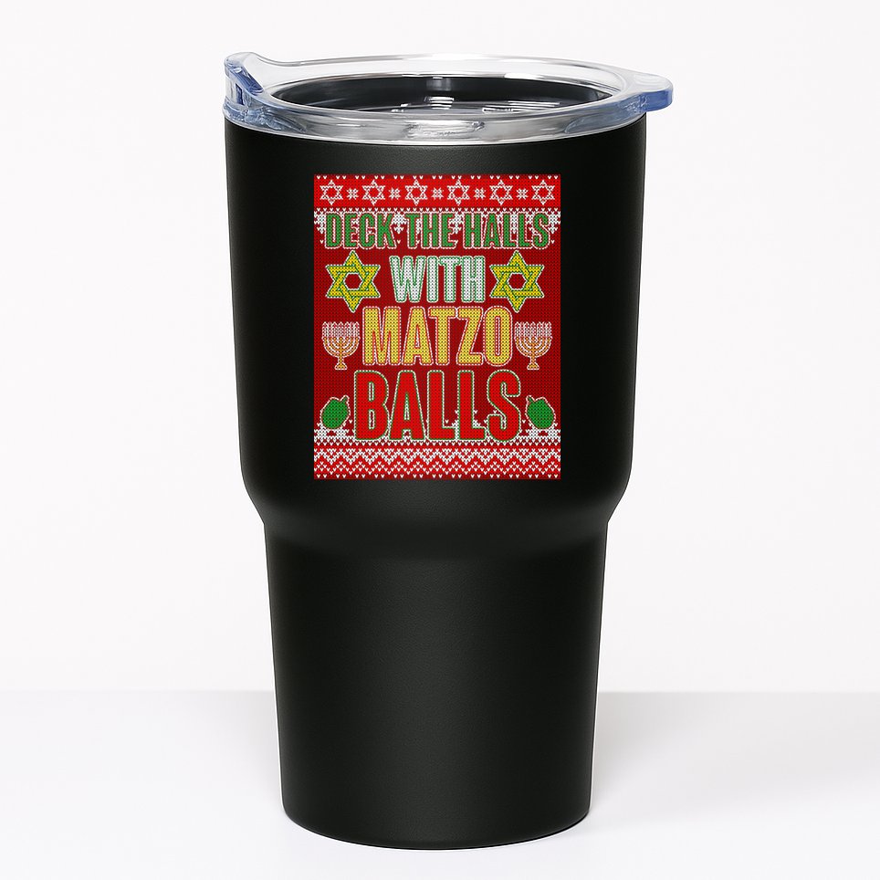 Hanukkah Deck the Halls with Matzo Balls Ugly Tumbler