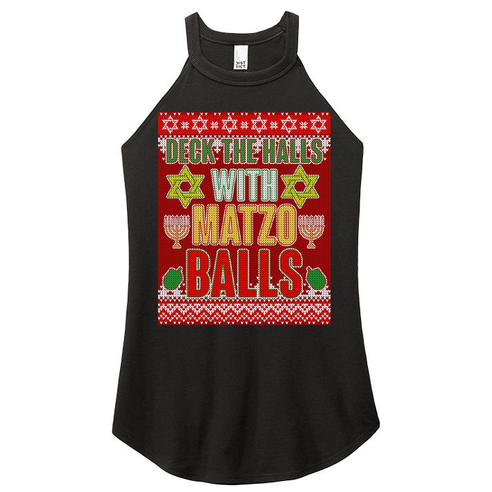 Hanukkah Deck the Halls with Matzo Balls Ugly Women's Perfect Tri Rocker Tank