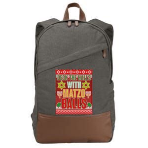 Hanukkah Deck the Halls with Matzo Balls Ugly Cotton Canvas Backpack