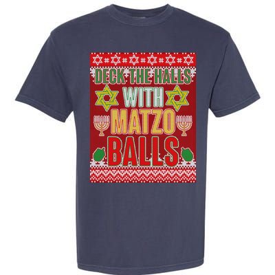 Hanukkah Deck the Halls with Matzo Balls Ugly Garment-Dyed Heavyweight T-Shirt