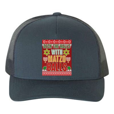 Hanukkah Deck the Halls with Matzo Balls Ugly Yupoong Adult 5-Panel Trucker Hat