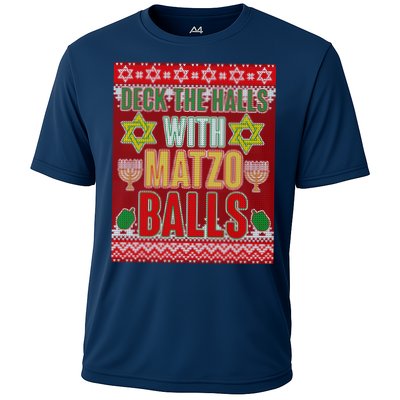 Hanukkah Deck the Halls with Matzo Balls Ugly Performance Shirt