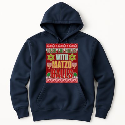 Hanukkah Deck the Halls with Matzo Balls Ugly Hoodie