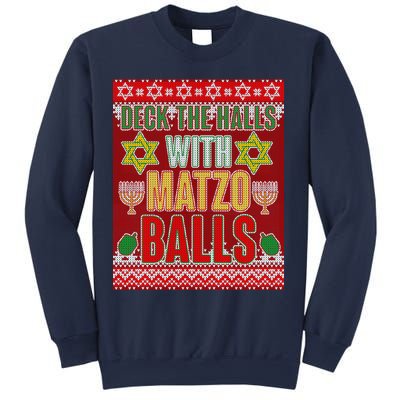 Hanukkah Deck the Halls with Matzo Balls Ugly Sweatshirt